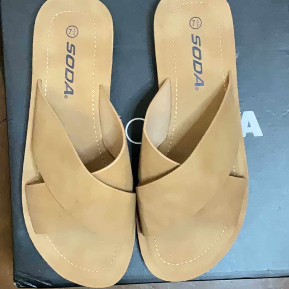 Soda Tan Criss-Cross Sandals